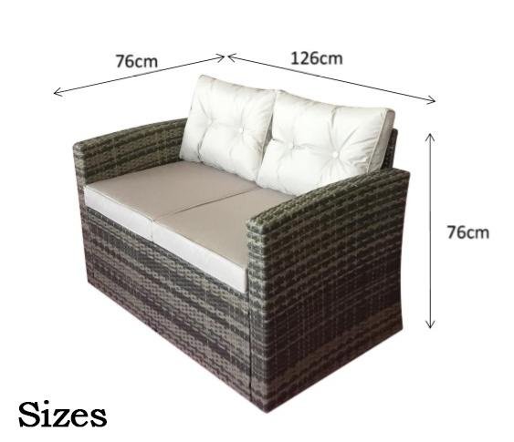 Brown rattan store 3 seater sofa