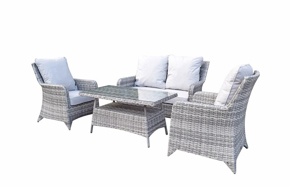 Sarah 4 Seat Rattan Sofa Set With High Coffee Table In 12mm Nature - SARA0380 - Modern Rattan