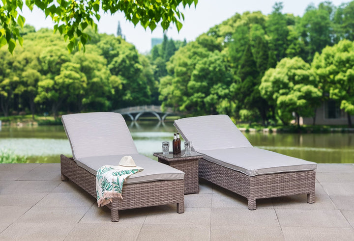 Sarena sun loungers in 8mm half round grey weave - SARE0262 - Modern Rattan