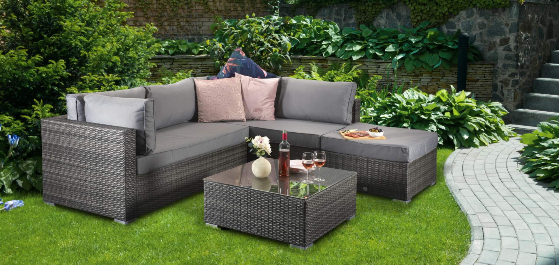 Savannah rattan sofa corner set sale