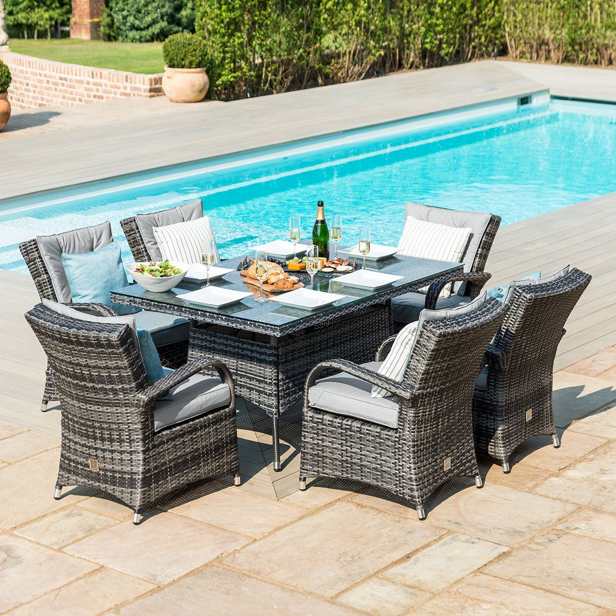 6 seater rectangular rattan deals dining set